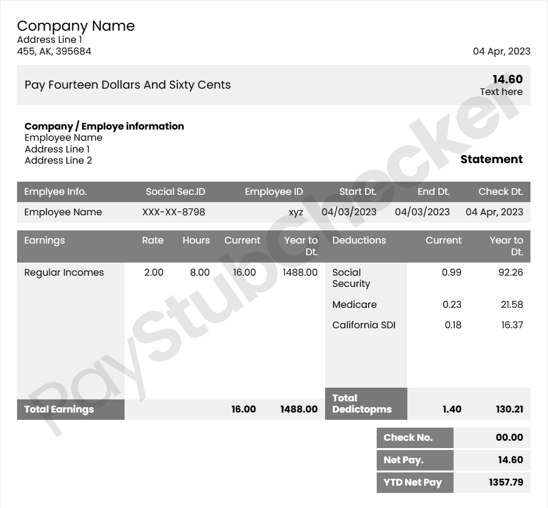 Paystub sample tamplete 1